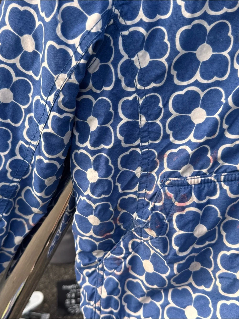 Mini Boden Blue and White Floral Quilted Jacket
